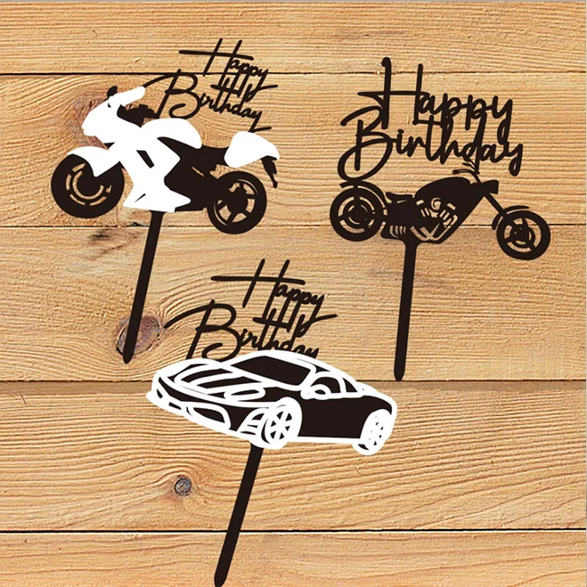 Decoration De Gateau Pour Moto En Or Et Noir 1 Piece Carte De Joyeux Anniversaire Pour Decoration De Gateau Buy Fournitures De Decoration De Gateau Joyeux Anniversaire Theme Acrylique Gateau Insert Carte De Decoration De Gateaux Noir