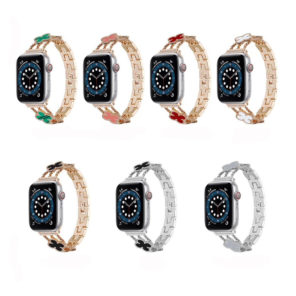 Metal Strap for Apple Watch 8 7 41mm 45mm 6 5 4 SE 44mm 40mm Women Metal Diamond Stainless Steel Wristband for iWatch 3 42mm 38m details