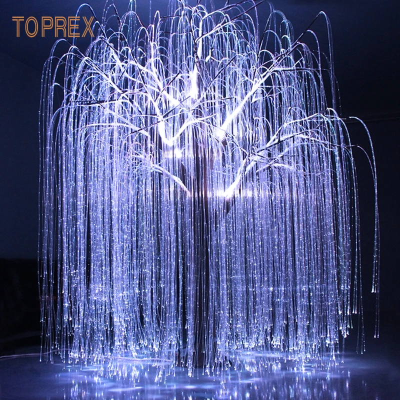 7 Color Changing Event Decoration Metal Trunk Fiber Optic Christmas Lighting Led Weeping Willow Tree Lighting