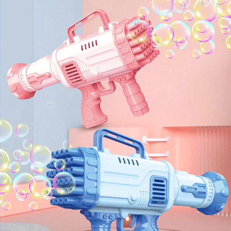 2023 Rocket Bubble Toys Boom Bubble Gun 32 Hole Gatling Big Bubble Gun
