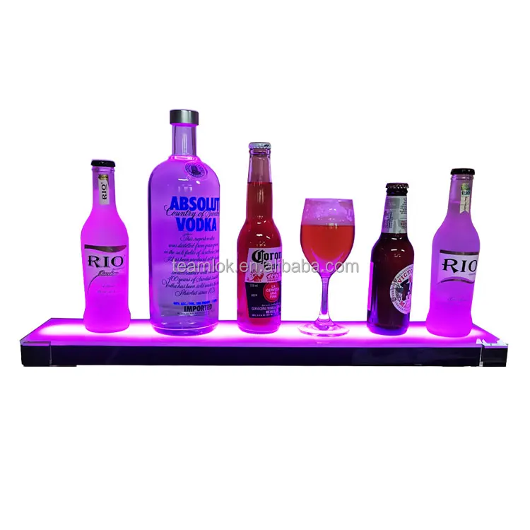 LED bar bottle display shelf 18" 24" 36" 48" wall mounted led acrylic floating wall shelf