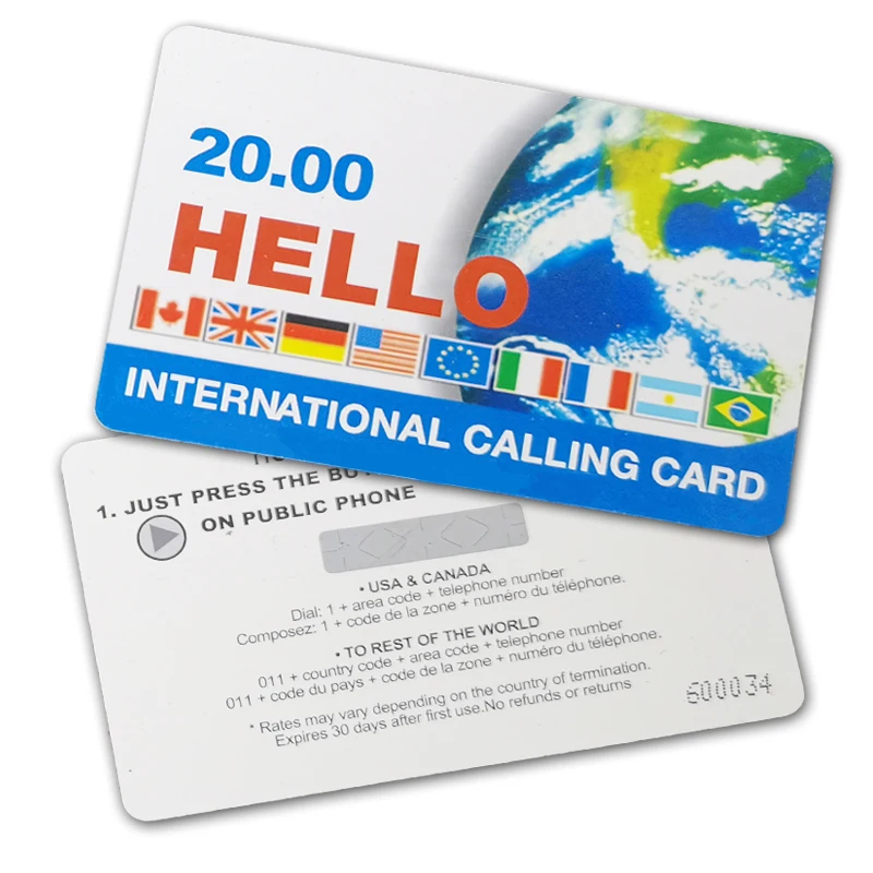Hot sale Custom artwork printing prepaid scratch calling card 