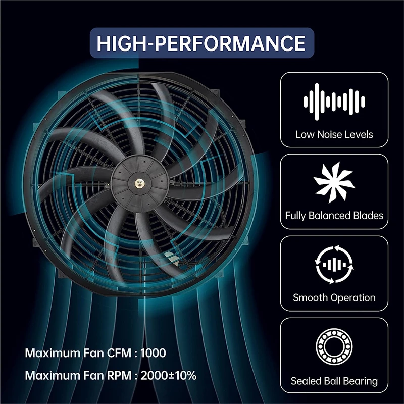 Ventola Di Raffreddamento Auto 12 Pollici - 12V, 80W, Lame Dritte, Universale Per La Maggior Parte Delle Auto - Foto 10