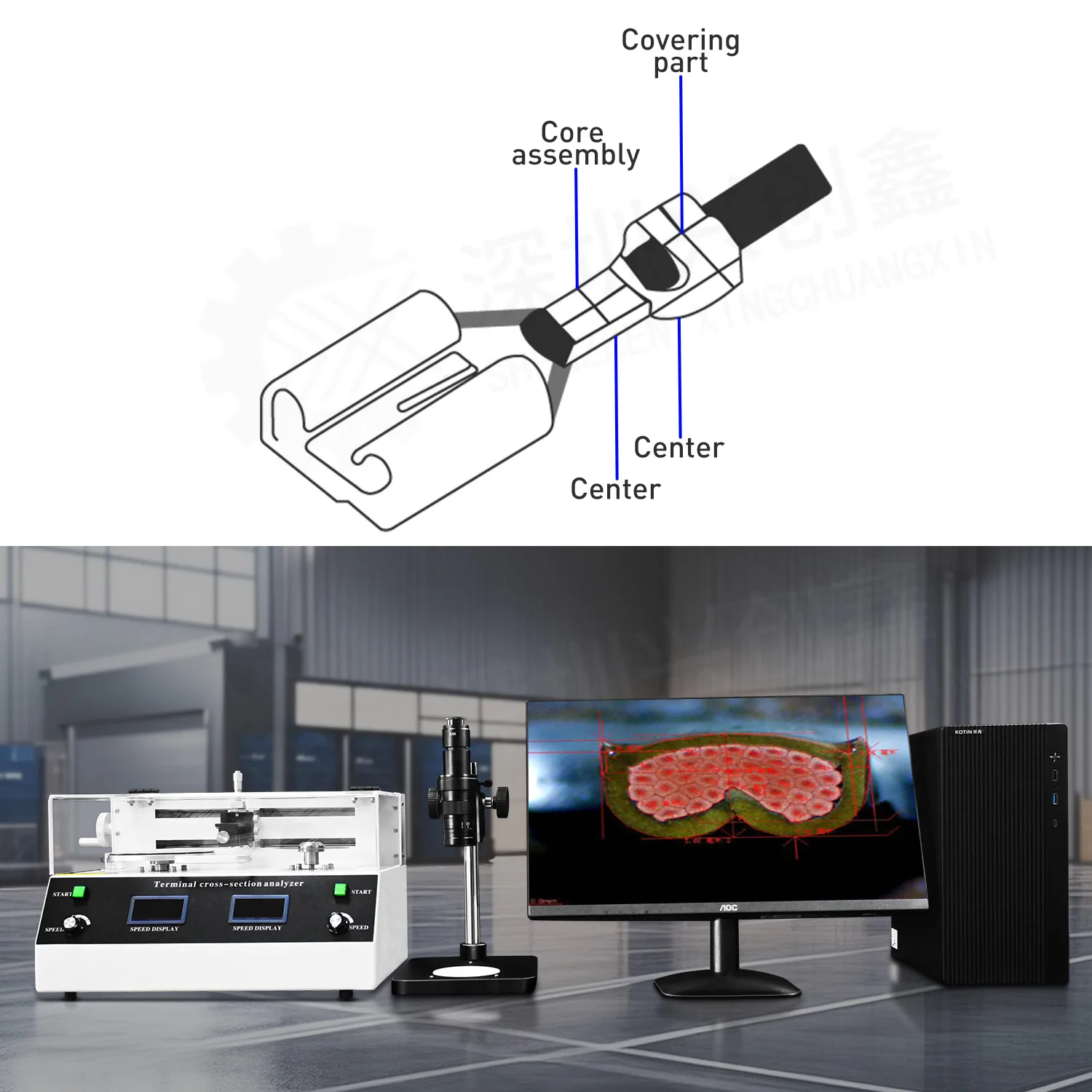 Auto Wire Terminal Cross Section Analysis Instrument Precision Terminal Crimping Profile Analyzer Machine