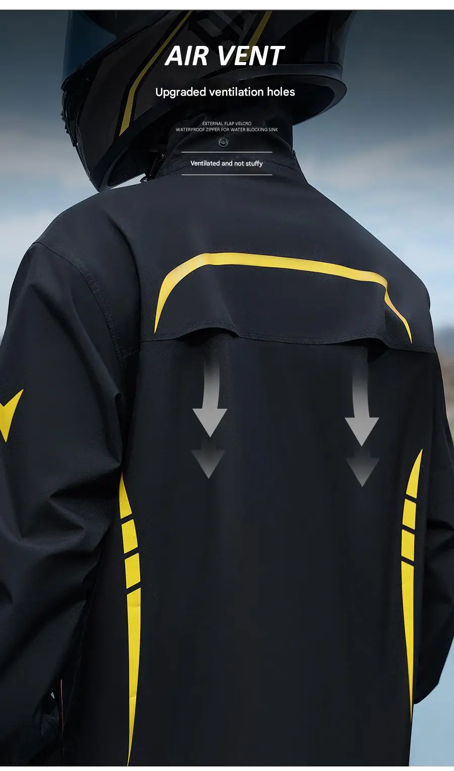 Waterproof Breathable Double Layer Motorbike Riders Raincoat Mens Adult Waterproof Reflective 2 Pieces Motorcycle Rainwear
