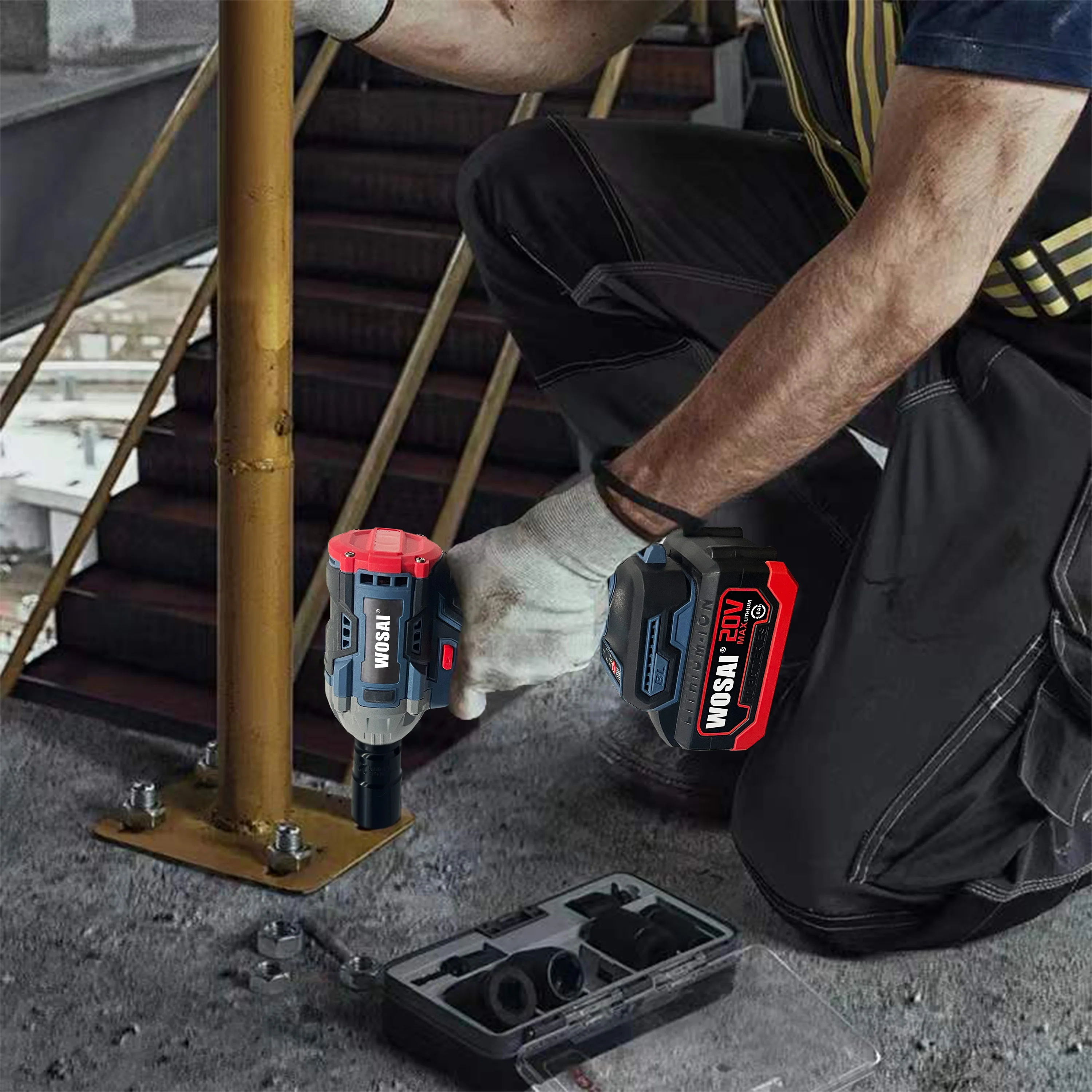 WOSAI Силовой Ключ беспроводной ударный высококрутящий электрический бесщеточный ключ 120 Н. М и 16 В 1700 ОБ/мин