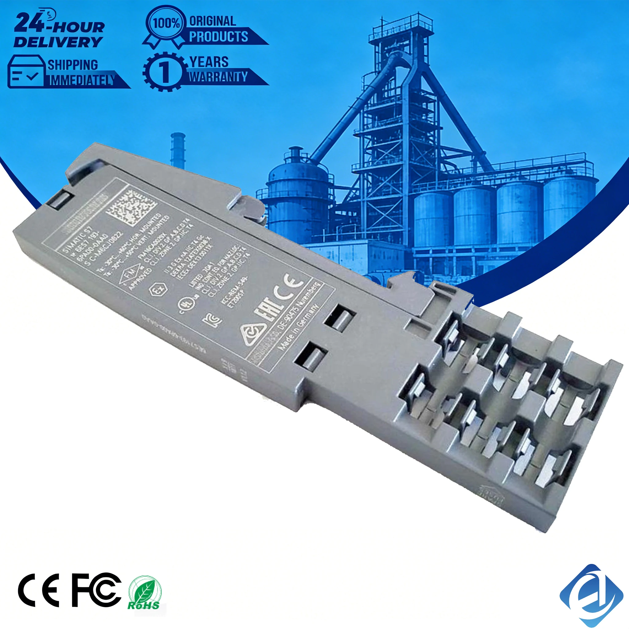 New Original 6ES7 193-6PA00-0AA0 6ES7193-6PA00-0AA0 power module for Siemens SIMATIC ET 200SP series, used for stable power supply and potential distribution of I/O modules. Features compact design, overload protection,