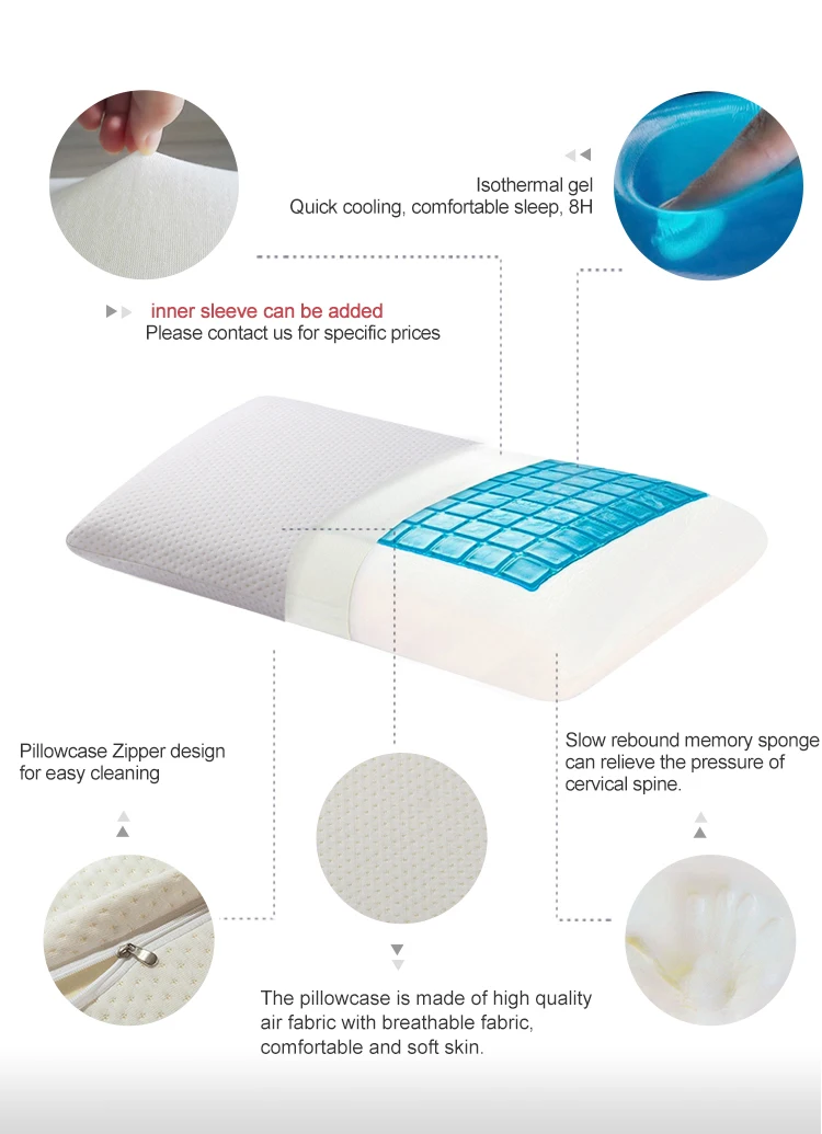 Comfortable Luxury Gel Pillow for Back Stomach or Side Sleepe Cooling Microgel Memory Foam