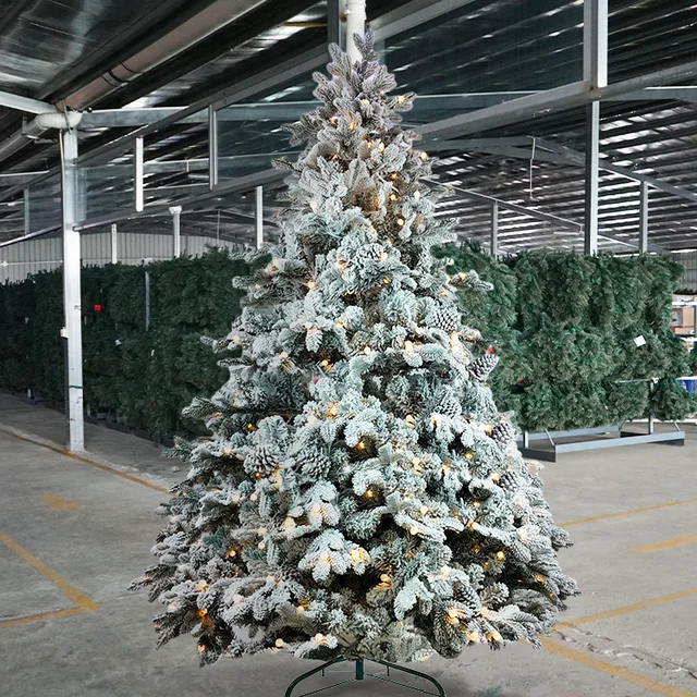 High Quality Flocking White Luxury Artificial Christmas Tree With Led Lights Arbol De Navidad