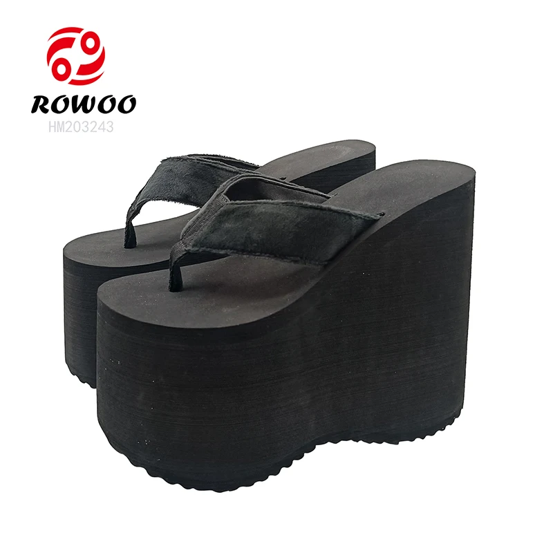 Ladies Black High Heel Slipper Shoes Thick Bottom Platform Flip Flops with  Sexy Women Sandals