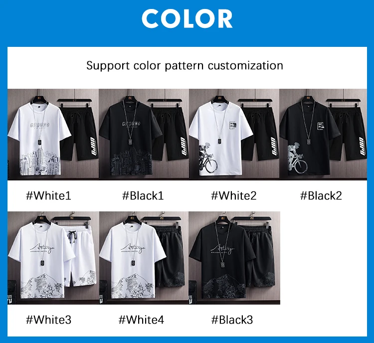 High Quality Prints Men's Set Streetwear Casual Tracksuit Men Short Sleeve T-Shirt Shorts 2 Piece Sets Jogger Sets704_voghion.com