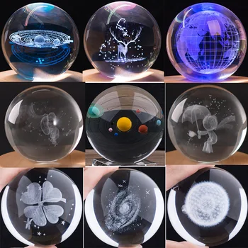 3d Laser ball gifts Engraved Crystal Ball multi size glass sphere for Souvenirs Gift photography lens ball