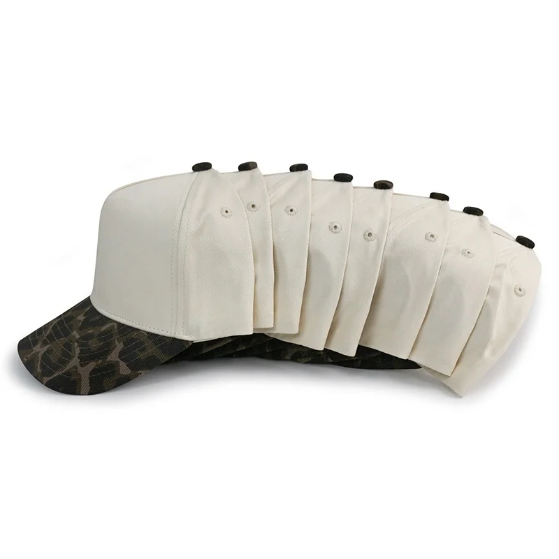 HBA54 in Stock Plain Blank Wholesale Two Tone Beige Cheetah Leopard Baseball Caps for Women Men