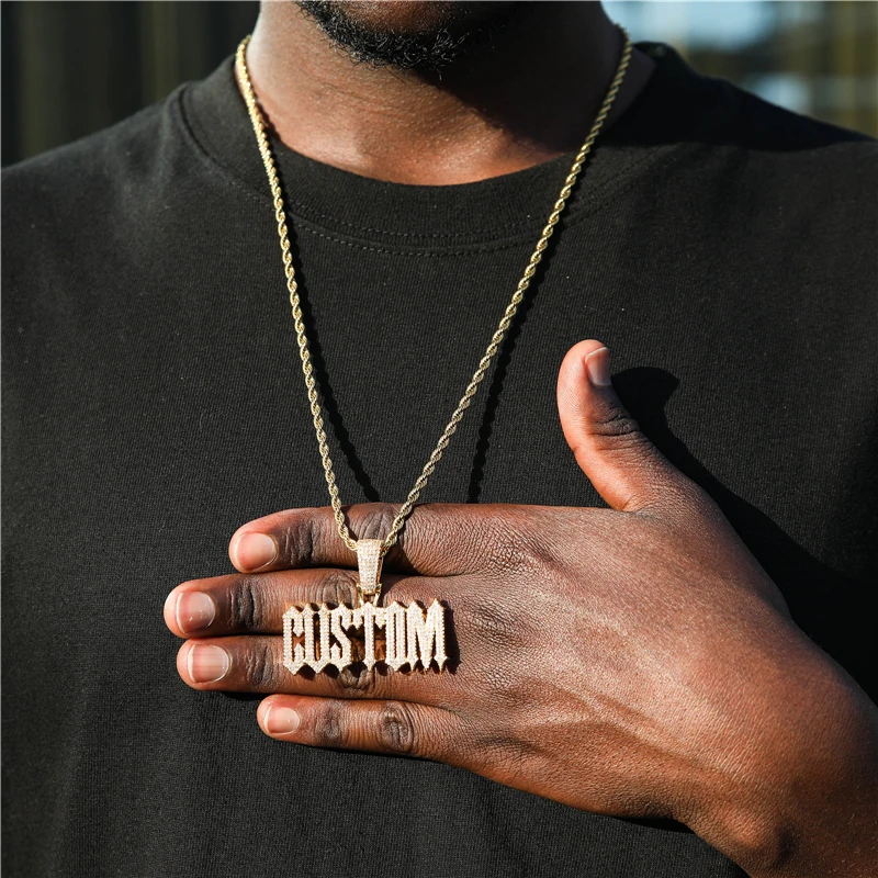 De Initial Letter Pendant Vvs Moissanite Pendant Necklace 925 Gold Rose