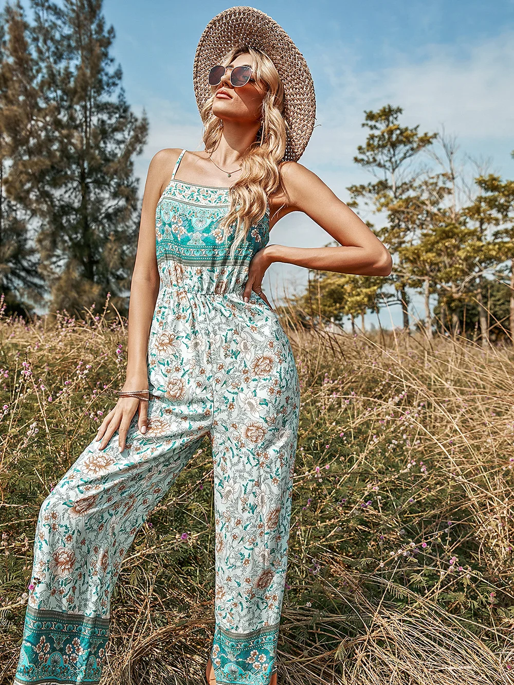 Bohemian Rayon Cotton Jumpsuit Floral Print Beach Summer Women Ropa Printed  Women's Romper - Buy Bohemian Jumpsuit Product on 