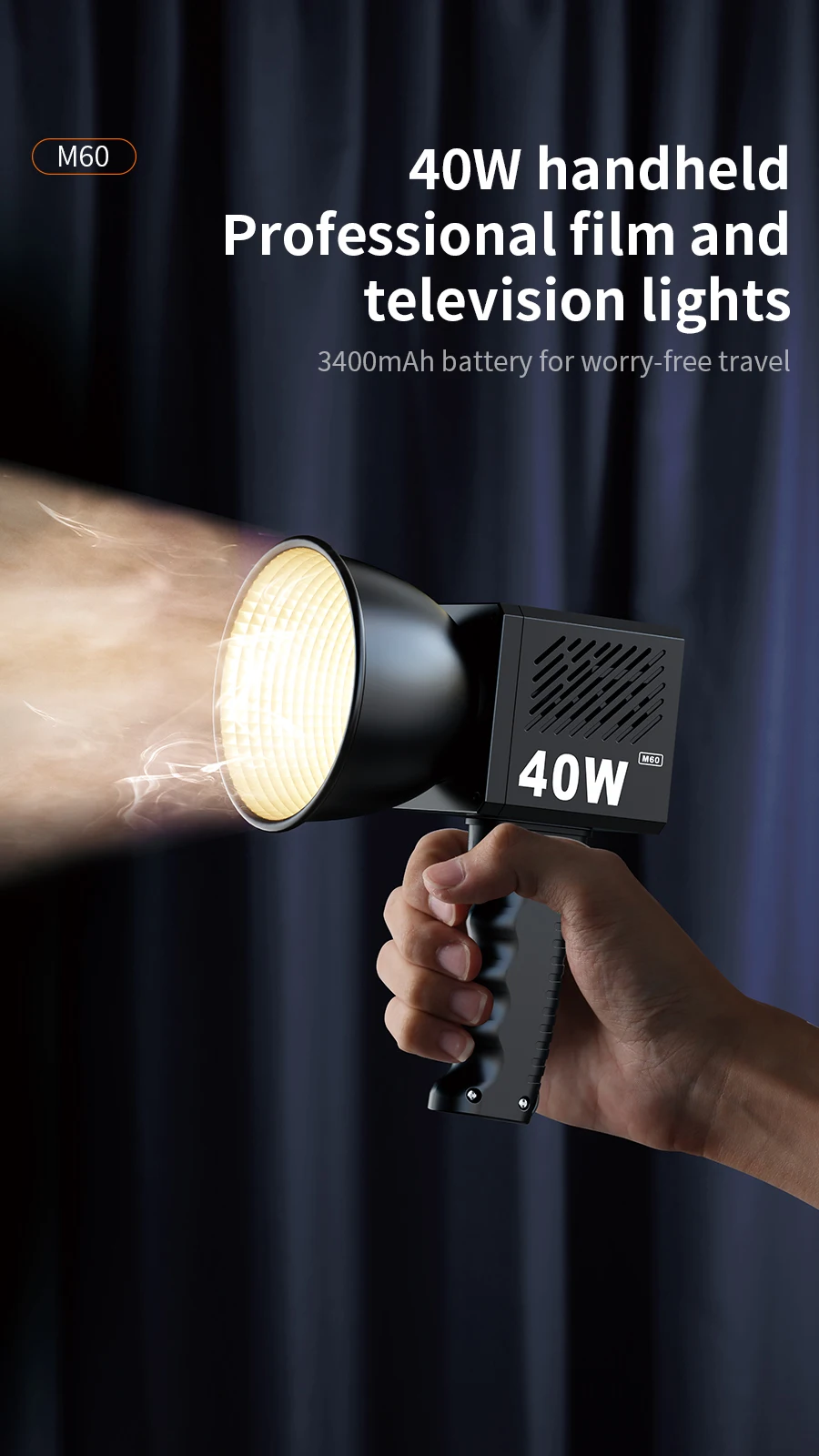 M60 40w Led Light Recargable Flash Light Rechargeable Led Flashing Light for Camera
