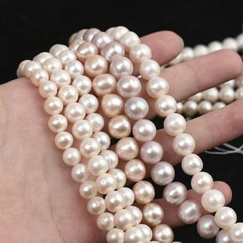 white cultured natural real freshwater pearl strand string beads wholesale loose round fresh water freshwater pearl 5.04 Review