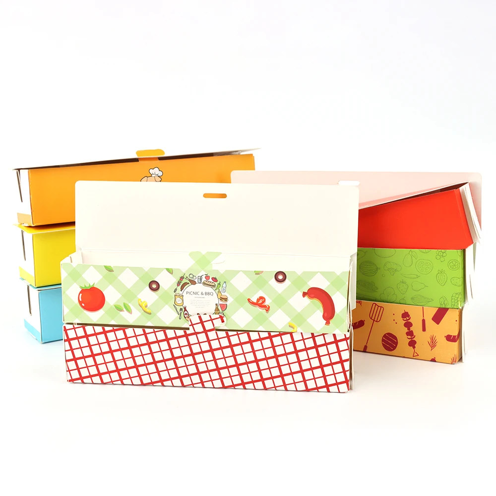 Bread Hot Dog Box Kraft Paper Disposable Paper Tray With Lid Rectangular Cheese Hot Dog Trays Takeout Banana Egg Sausage Box