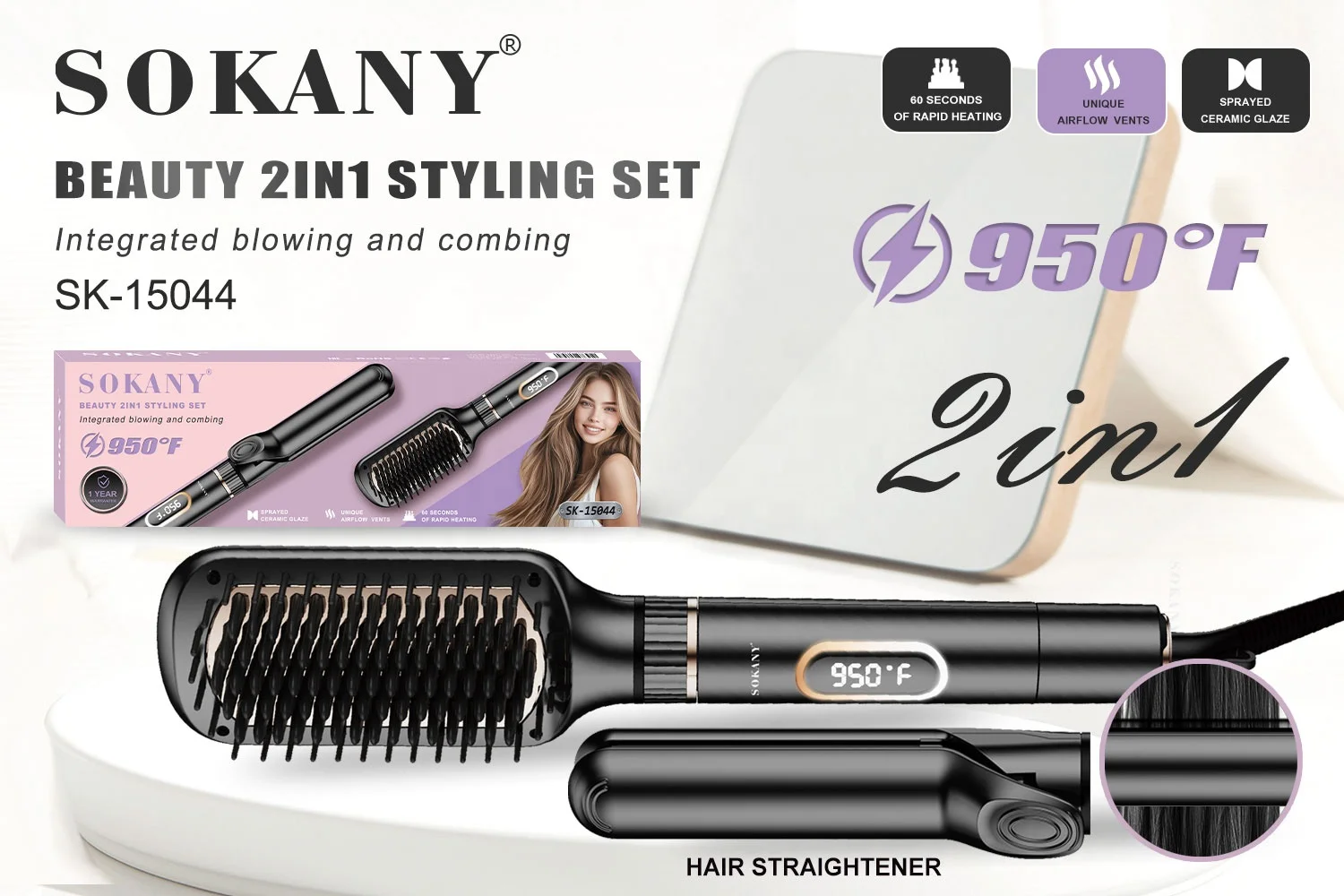 SOKANY in Electric Ion Blow Tangle-Free Hair Styler
