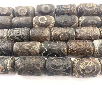 Wholesale Natural Tibet Tianzhu agate Gems Antique Three-eyed Dzi Black Agate Stone Beads For Jewelry Making