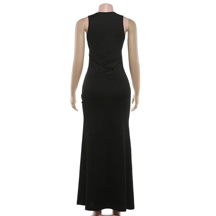 Metal Buckle Belt Dress Women V-Neck Summer Wild Hot Chick