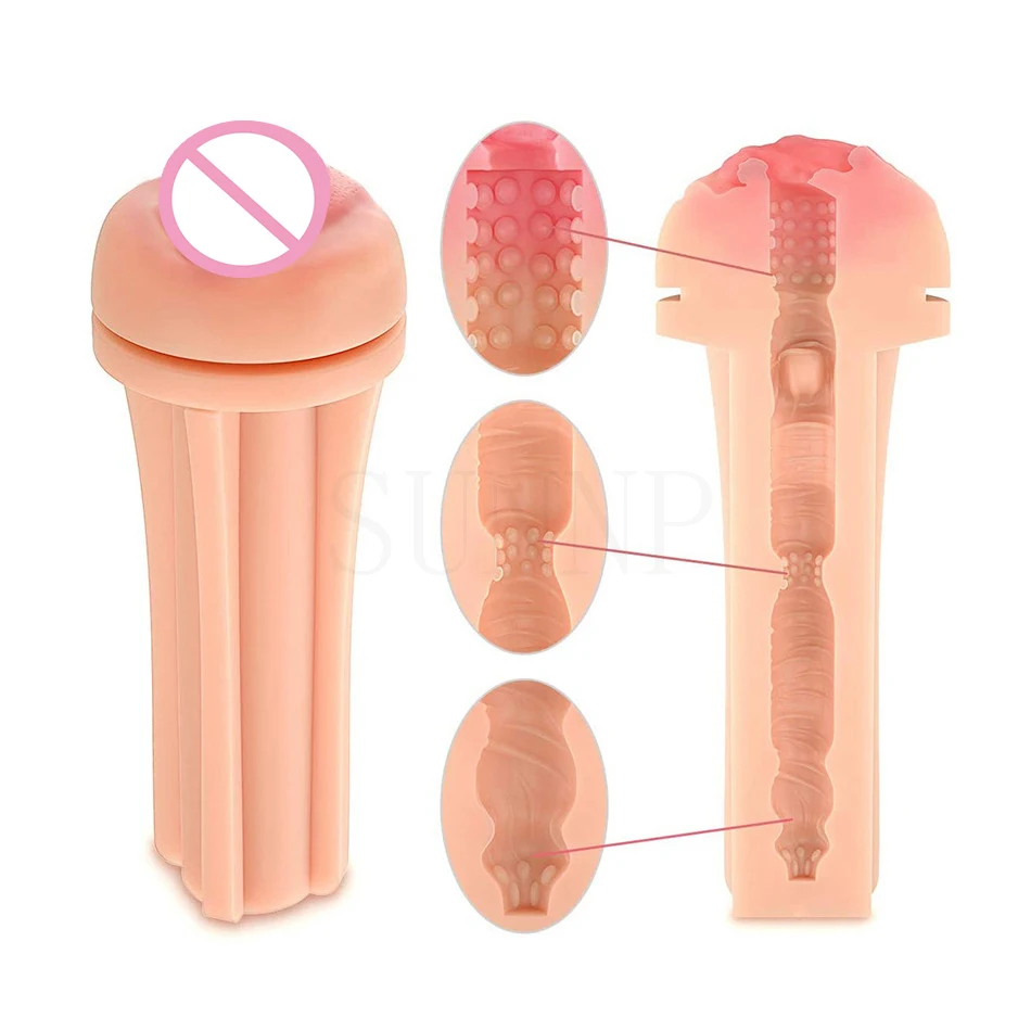 Free Custom Box - Realistic Vagina Male Masturbator Oral Mouth Aircraft Cup Real Pussy Sexo Deep Throat Double Hole Sex Toy