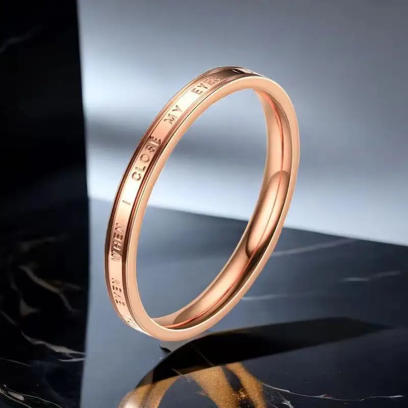 Fashion Jewelry Rings Collection Simple Stainless Steel PVD 18k Gold Plated CZ Ring for Women