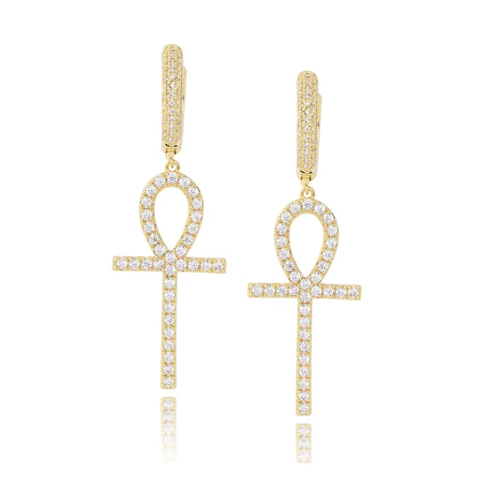 diamond ankh earrings