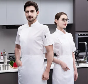 Fashion Custom Embroidery logo Hotel Wear White Chef Clothes Unisex Uniform Suit Cook Costume Kitchen Restaurant Chef Coat