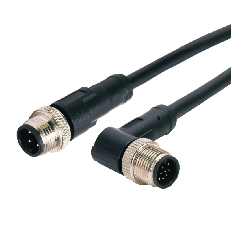 5A Pa66 M12 Waterproof Connector Male Straight 90 Degree ROHS