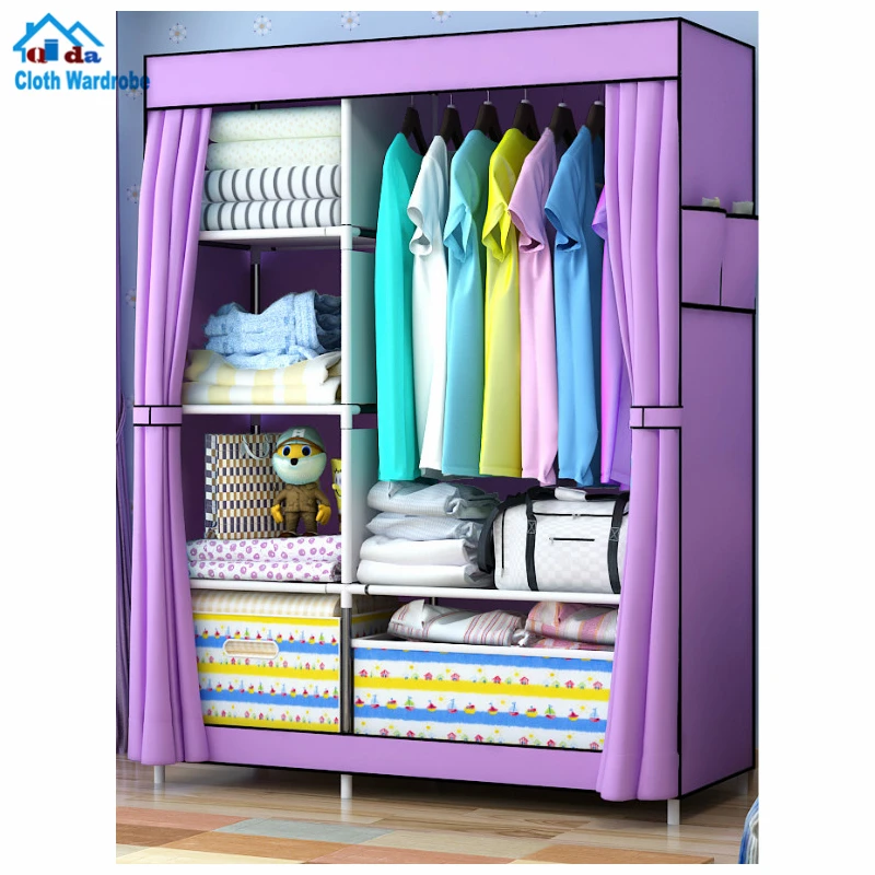 Interlocking Easy Assemble and Modern Appearance Bedroom Furniture Wardrobe Type Fabric Foldable Storage Closet