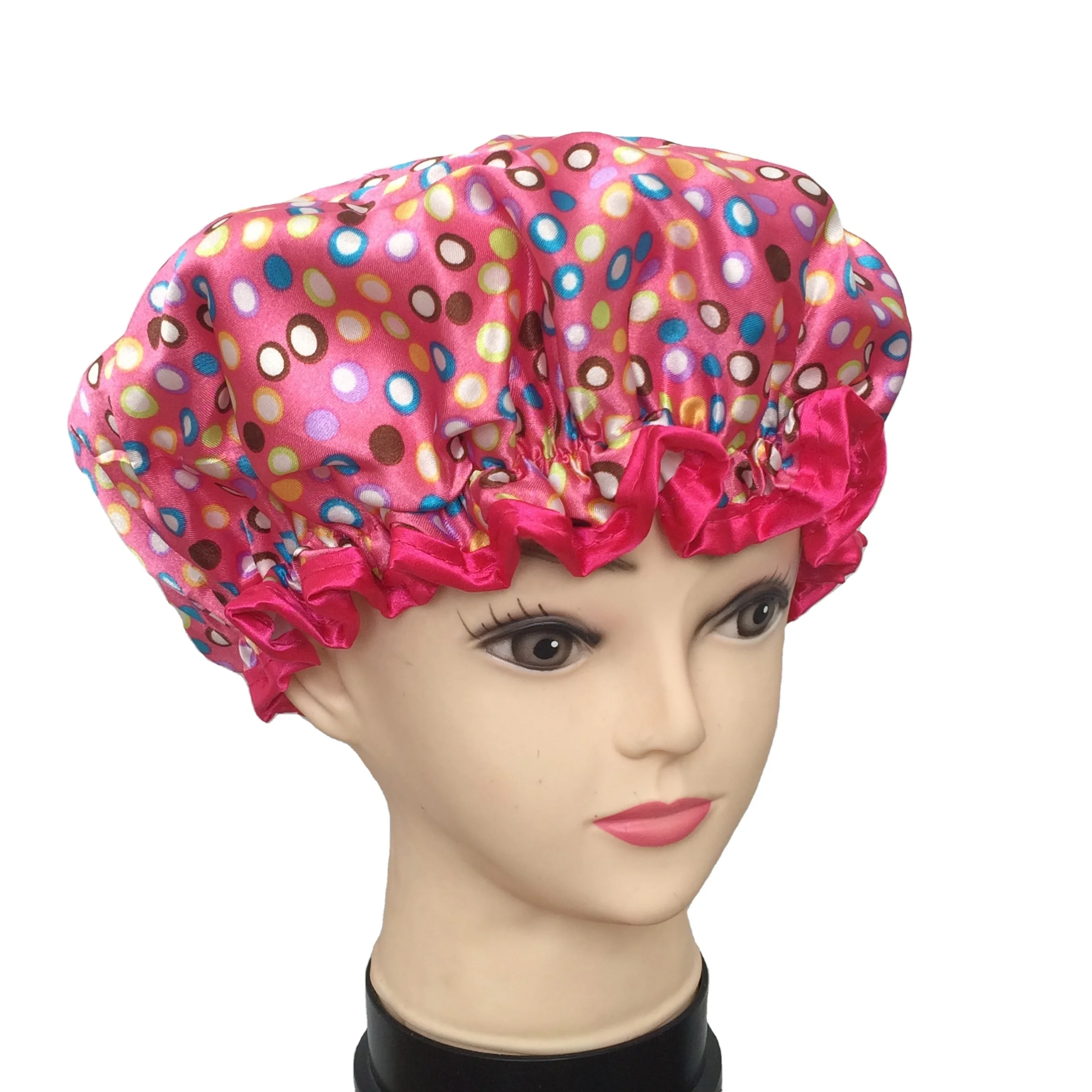 Двухслойные шапочки для душа из полиэстера и атласа с принтом