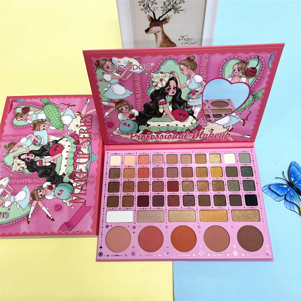 Cake Princess Pattern 50 Color Pearl Matte Highlighter Blush Multi-color Large Multifunctional Eyeshadow Palette Makeup Palette