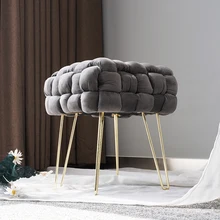 Nordic Furniture Modern Luxury Sofa Foot with Gold Stainless Steel Leg Ottoman Stool