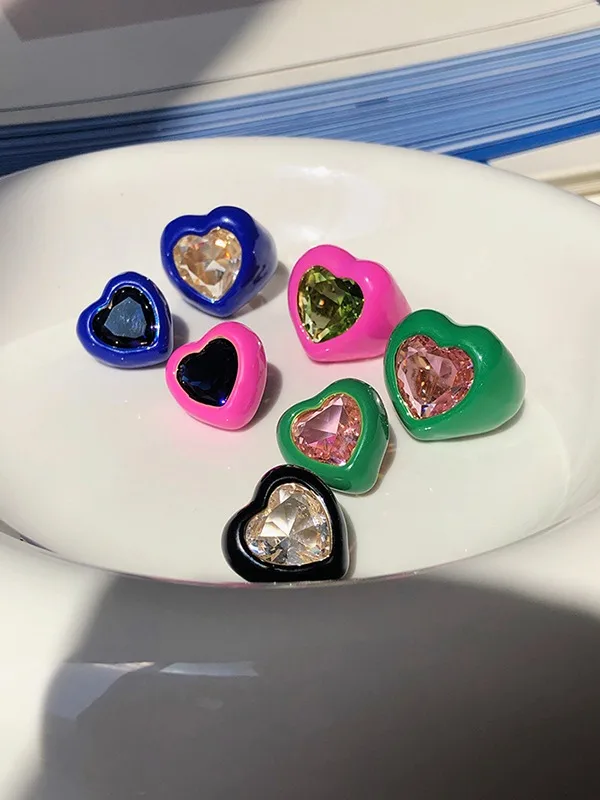 Exaggerated Diamond Heart Necklace INS Style