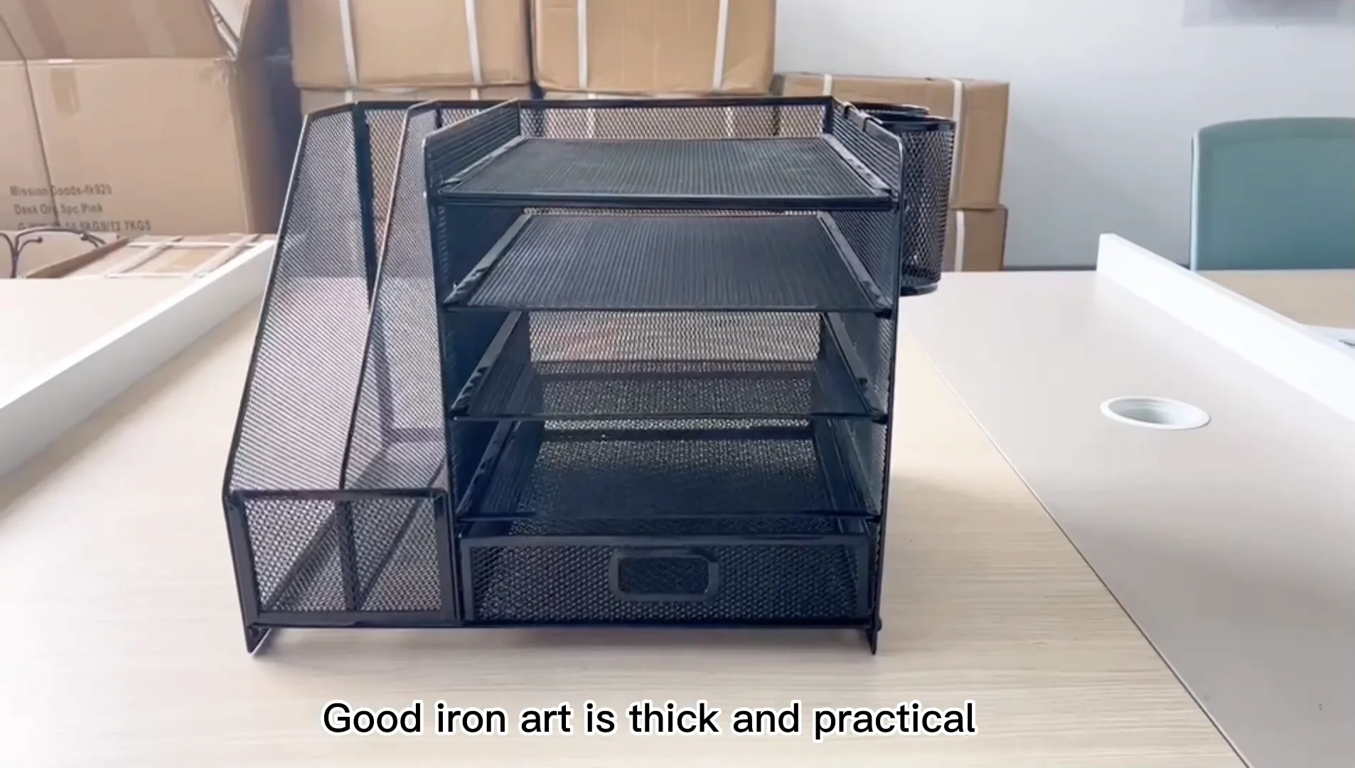 Office Supplies 5 Tier Detachable Desk Paper Organizer Metal Mesh