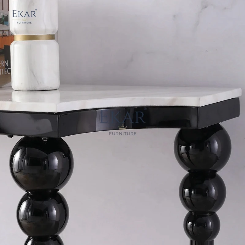 product contemporary marble top console table with wooden legs for living room home gym apartment wedding home bar warehouse use-62