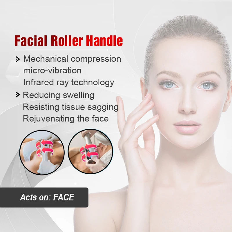 Vacuum + roller handpiece: mechanical massage, micro-abrasion and RF in one pass