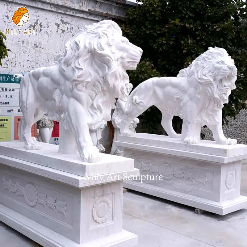 Esculturas De León De Mármol Blanco Para Exteriores,Estatuas De León  Occidental Talladas,Realistas Y Personalizadas - Buy Al Aire Libre Grande  Estatua De Mármol De León Estatuas,Vida Tamaño Granito Estatua De León  Leones