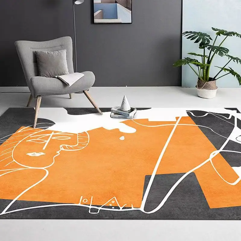 2023 Trending Custom 3d Printed Carpet Rugs Orange Geometric Carpets for Living Room Large Bedroom Area Rugs and Carpet
