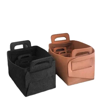 Fashion-Designed Multifunctional Felt Cloth Storage Basket Woven Fabric Standing Type Laundry Organizer Garage Clothing Use
