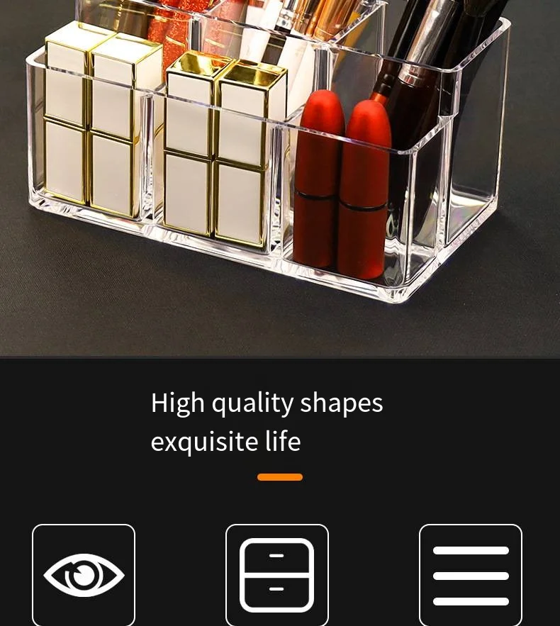 Transparent dresser acrylic makeup brush storage case Crystal Eyebrow pencil display case Stationery storage rack factory