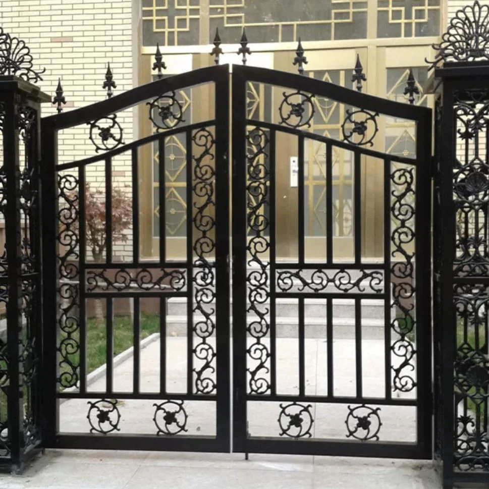 Modern Swing Open Style European Chinese Style Powder Coating Finish Wrought Iron Gates For Safety Accessories Outdoor Use