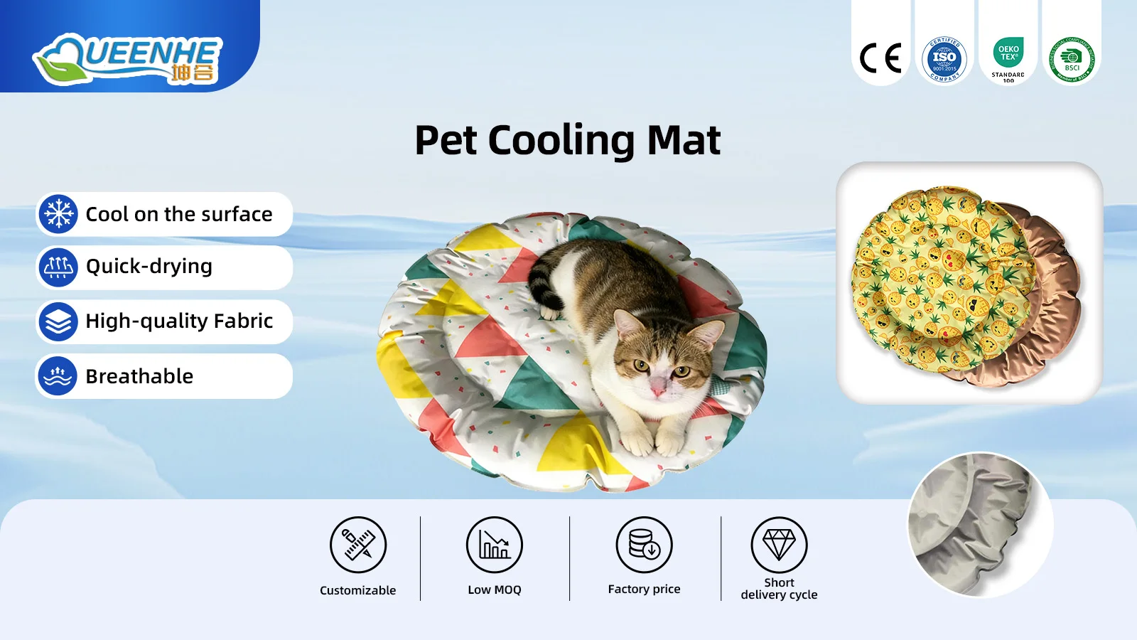 Travelling Washable Portable Folding Waterproof Pet Bed Dog Cooling Ma - product detail 1