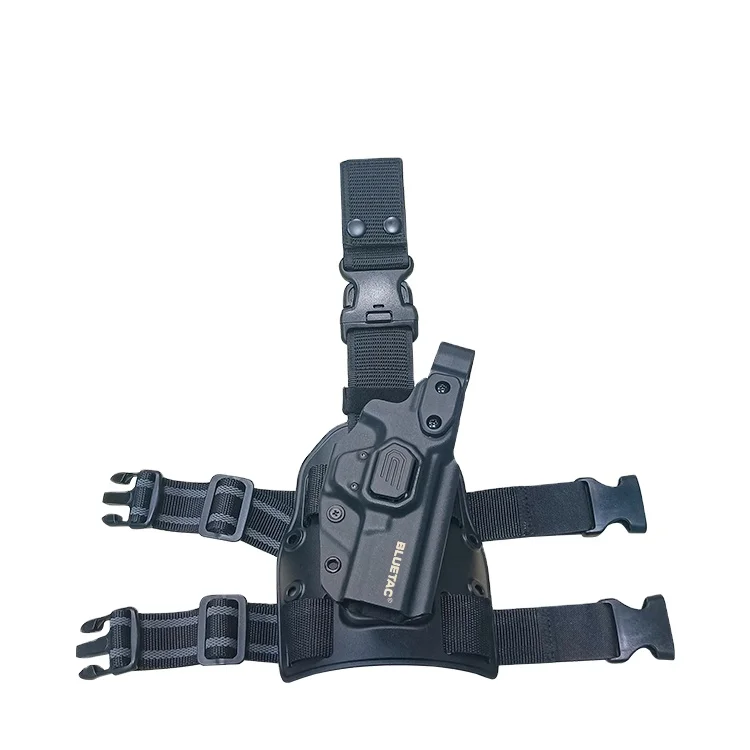 Bluetac OWB Kydex 360 Degree Drop Leg Platform Level III Retention Duty Gun Holster Index Finger Release Fast Draw Holster