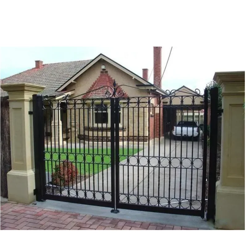 Fence House Gate Designs Wrought Iron Australia Hot Dip Galvanized 1.8x2.4m Tubular PICKET Fence Carbon Steel Metal White Pallet