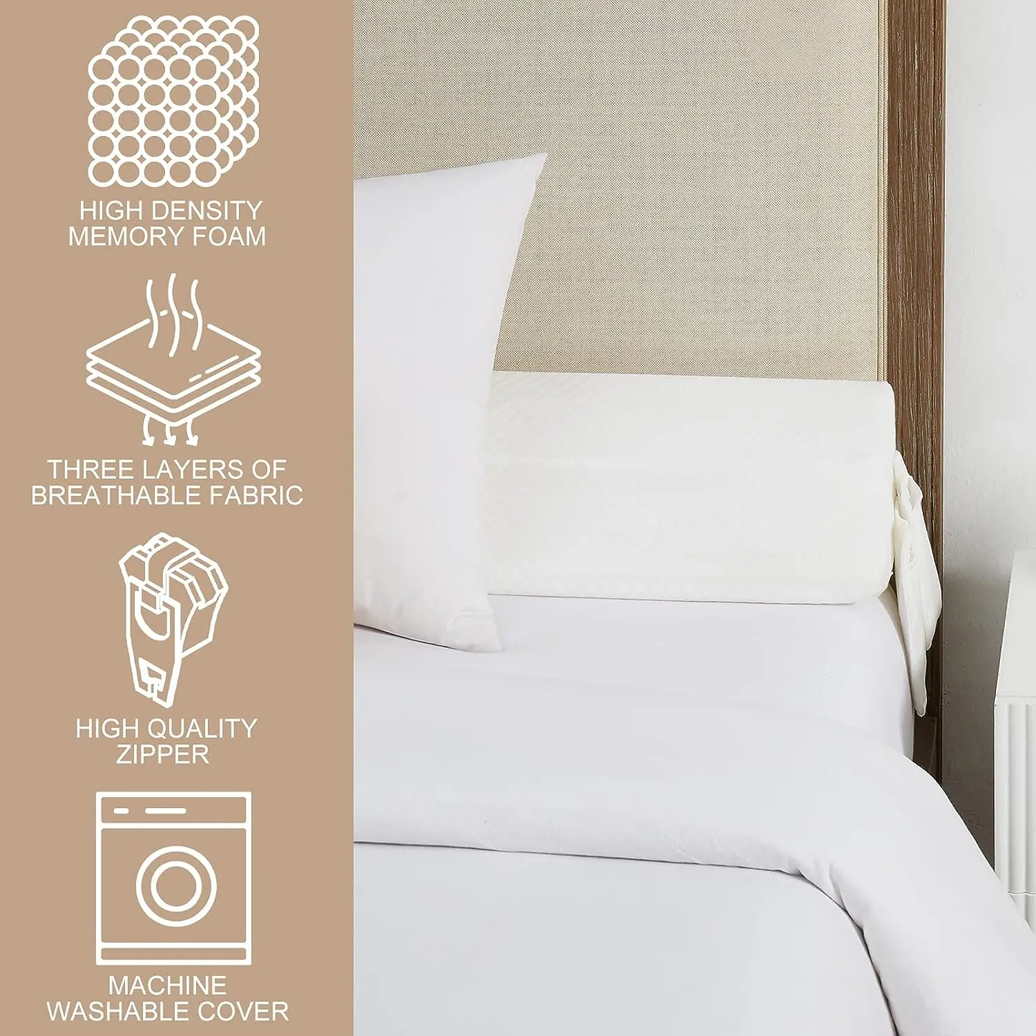 Premium Foam Foldable Bed Wedge Pillow For Headboard Upgraded Bed Gap