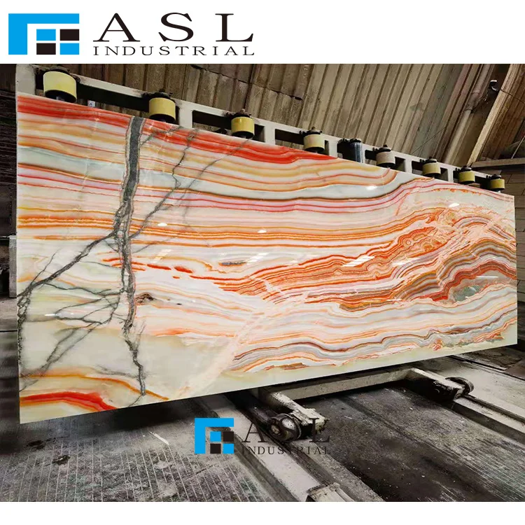 Factory direct Colorful agate slab cream onyx tile marble gold pineapple crystal translucent light yellow onyx tiles and marbles
