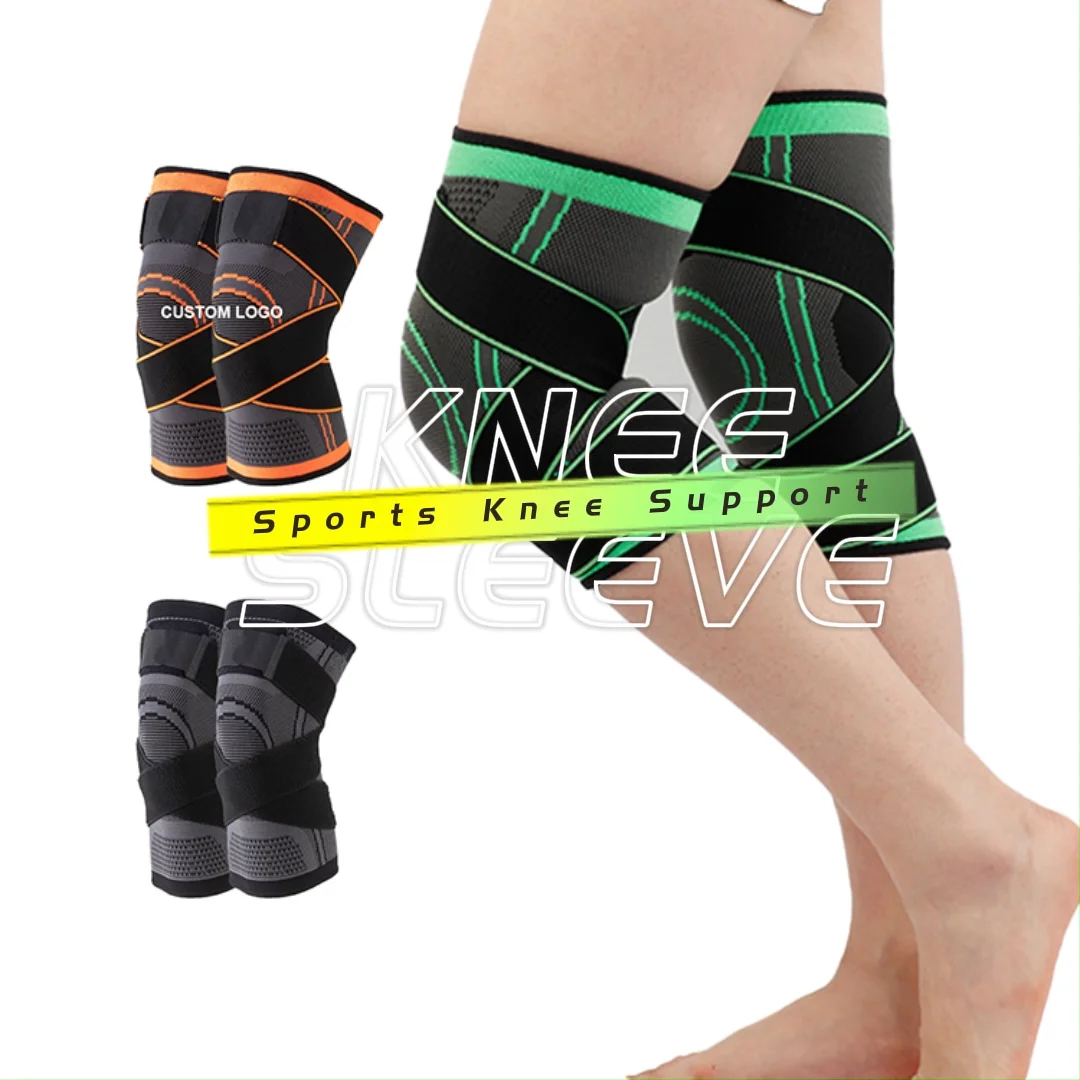 Custom Adjustable Strap Knitted Knee Support Compression Weightlifting