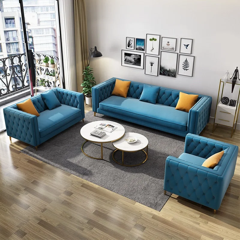 Delight Tufted Button Performance Velvet Sofa Home Furniture Fabric Sofa Living Room Sofas